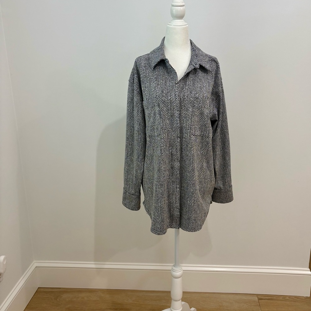 Athleta Black/White Herringbone Oversized Shacket
